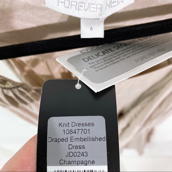 Knit Embellished Draped Dress Champagne - Picture 7 of 15